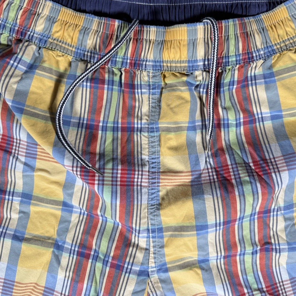 Polo Ralph Lauren Reversible Swim Trunks XL Plaid Navy Blue Cotton Shorts Mens - Picture 6 of 15